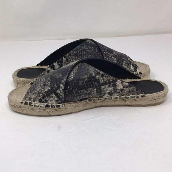 VINCE Castel Snakeskin Espadrille Slide Sandals Cross Strap Flats Women Size 7 - Picture 9 of 12